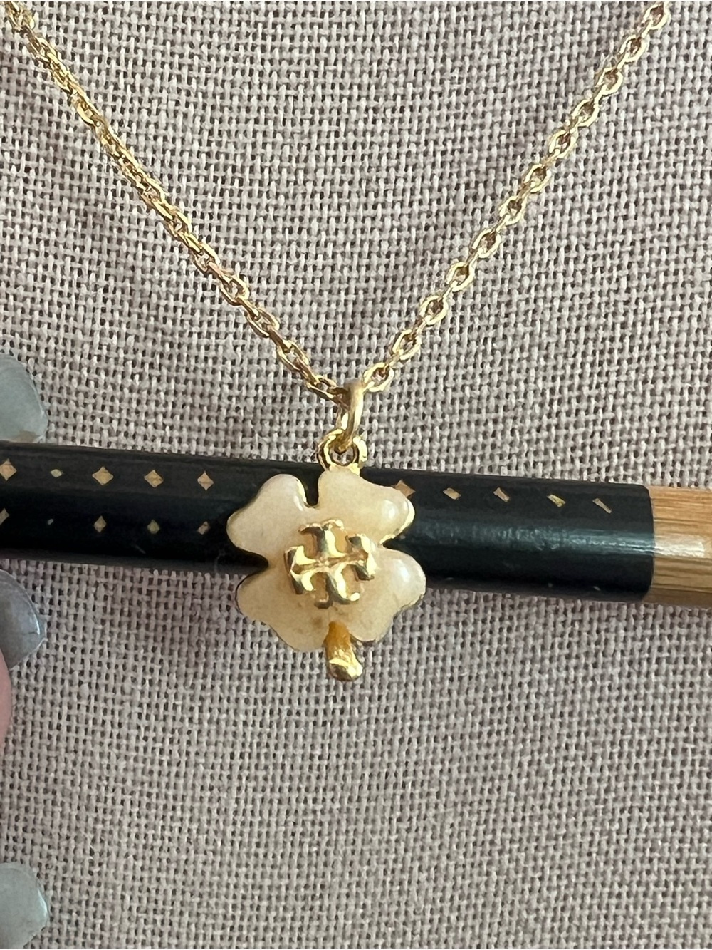 Tory Burch Gold Clover Pendant Necklace